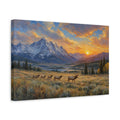 Side Mockup 4. Nature Elk Golden Elk Landscape shown as stretched canvas wall art