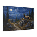 Side Mockup 4. Nature Elk Herd Moonlit Elk Mountain shown as stretched canvas wall art