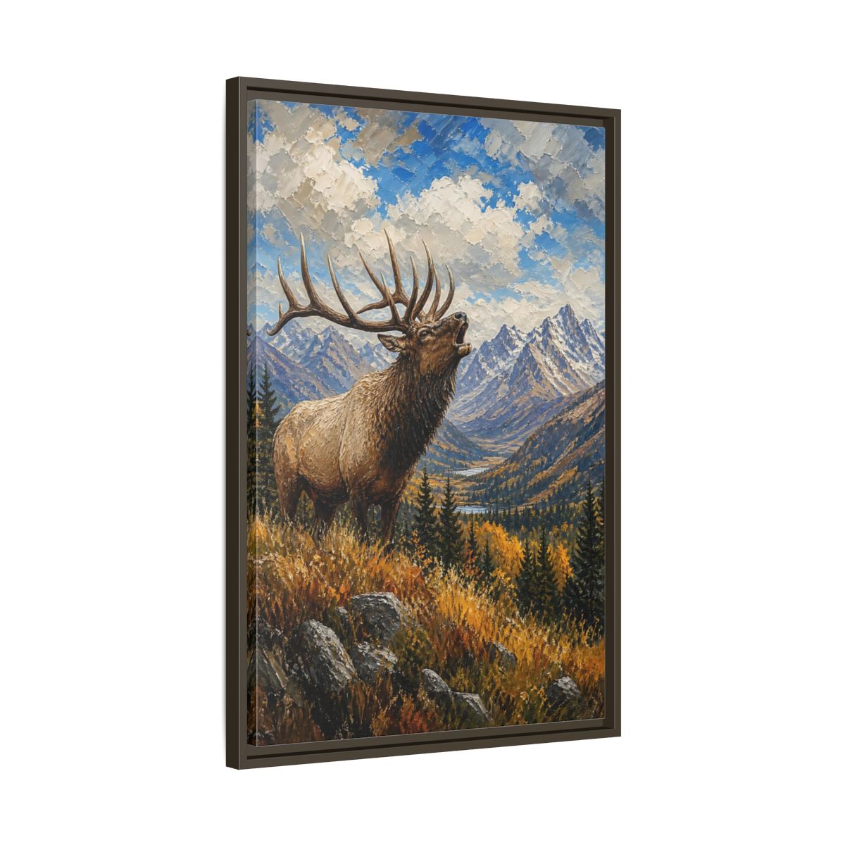 Side Mockup 11. Nature Elk Elk Mountains shown as stretched canvas wall art