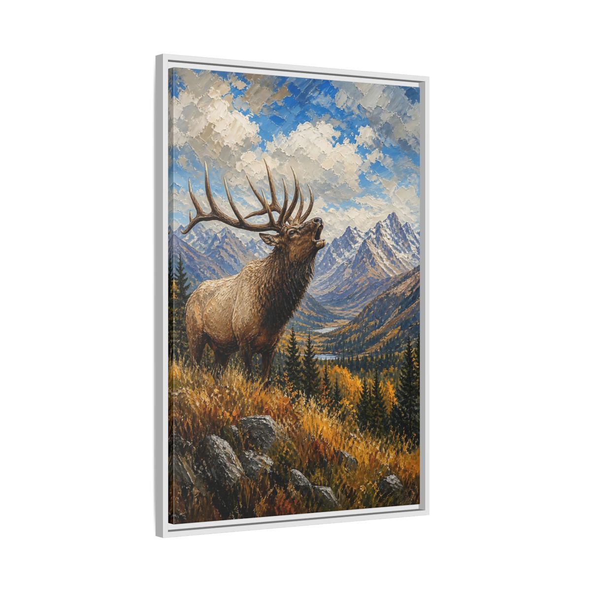 Side Mockup 9. Nature Elk Elk Mountains shown as stretched canvas wall art