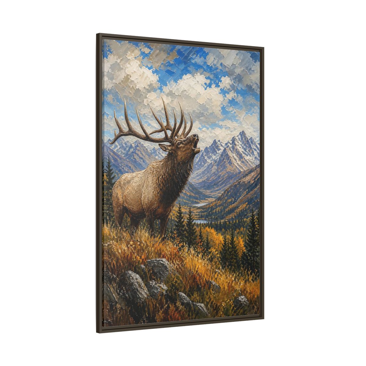 Side Mockup 8. Nature Elk Elk Mountains shown as stretched canvas wall art