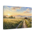 Side Mockup 4. Nature Farm Landscape Golden Farm Scene shown as stretched canvas wall art