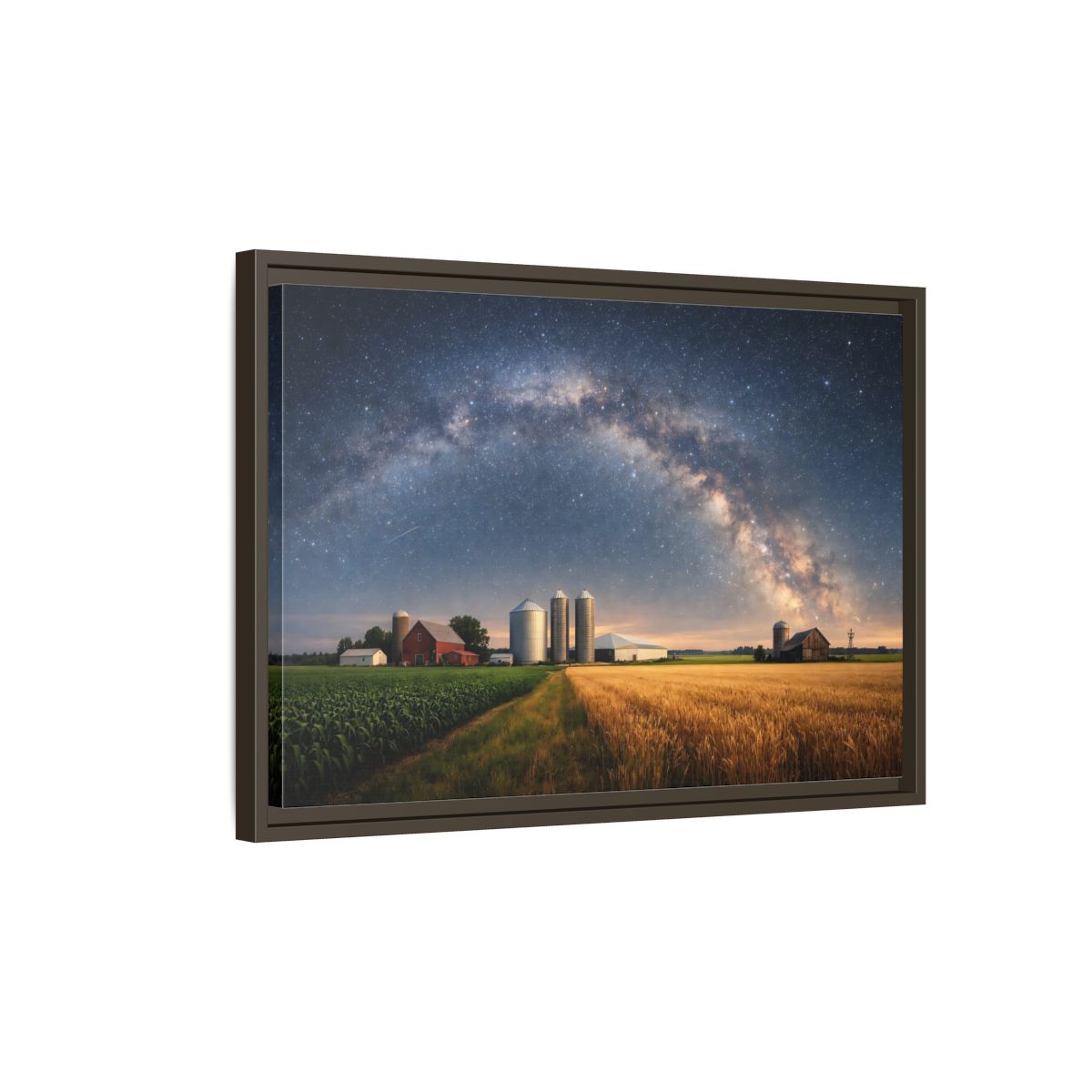 Side Mockup 2. Nature Farm Landscape Milky Way Farm shown as stretched canvas wall art