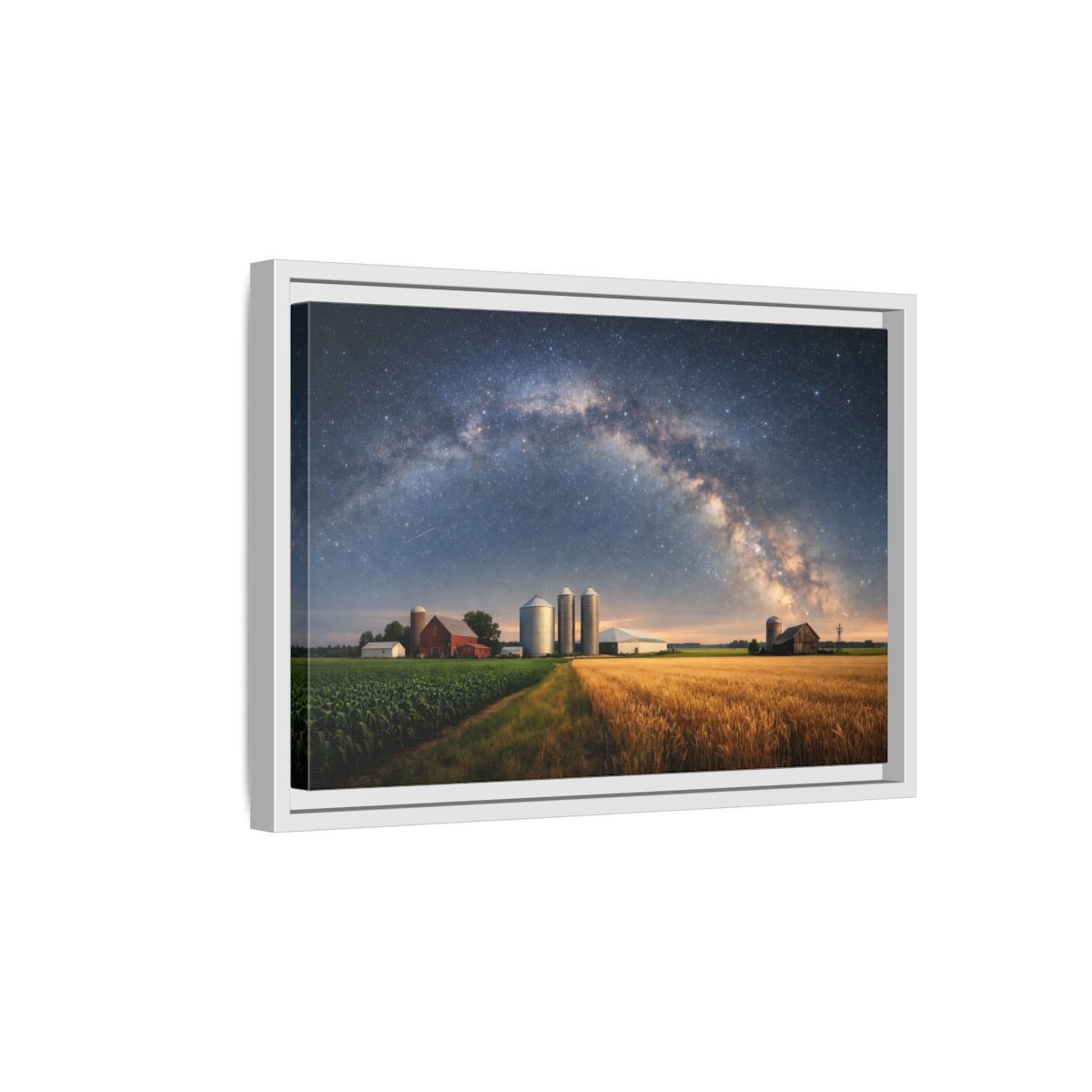 Side Mockup 4. Nature Farm Landscape Milky Way Farm shown as stretched canvas wall art