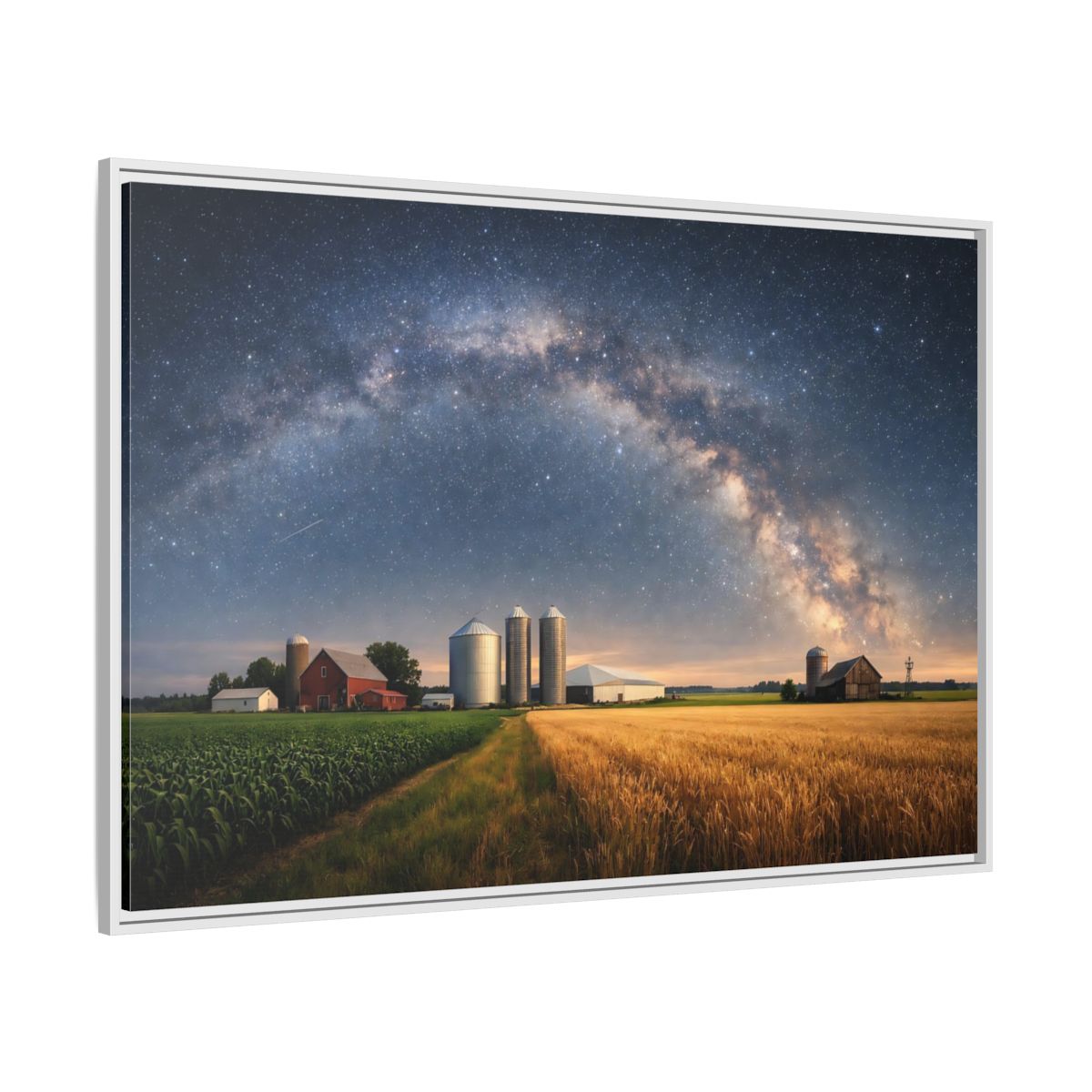 Side Mockup 7. Nature Farm Landscape Milky Way Farm shown as stretched canvas wall art