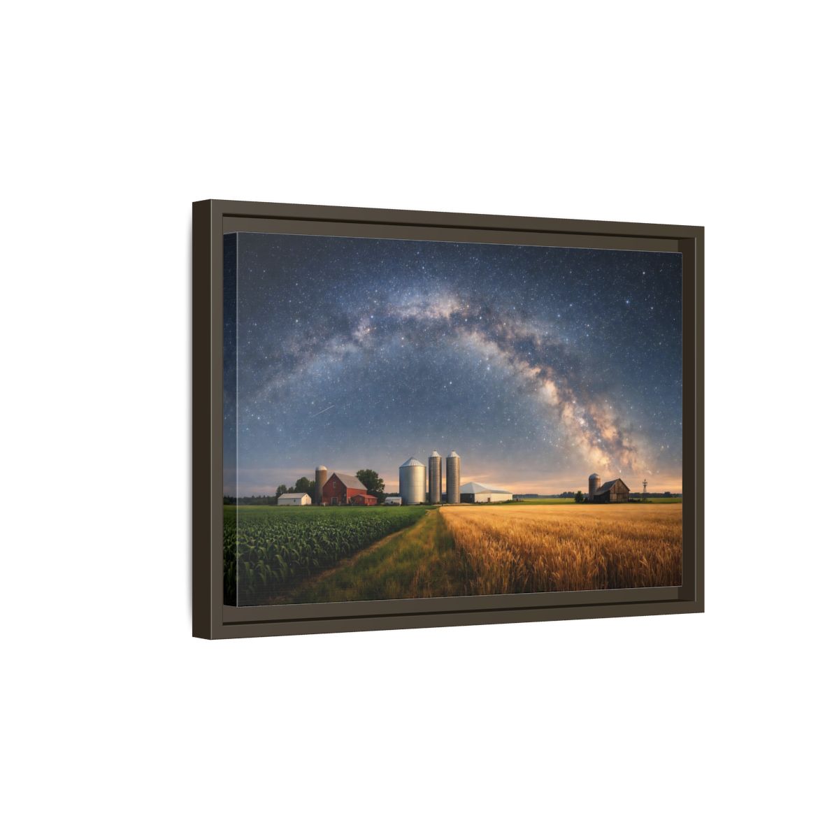 Side Mockup 5. Nature Farm Landscape Milky Way Farm shown as stretched canvas wall art