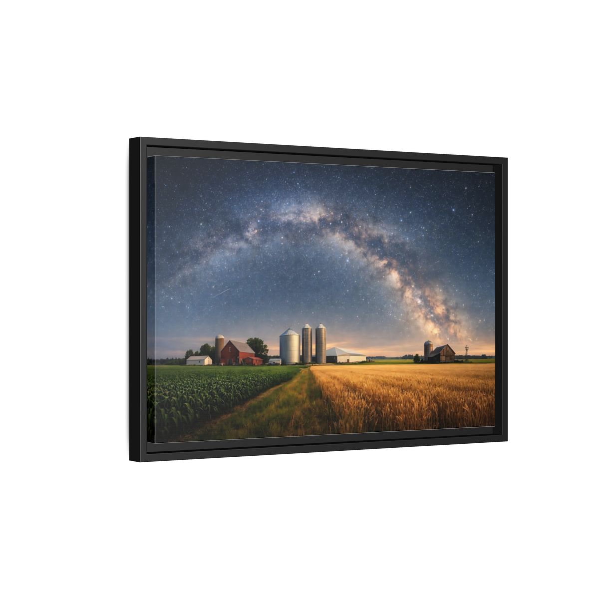 Side Mockup 3. Nature Farm Landscape Milky Way Farm shown as stretched canvas wall art
