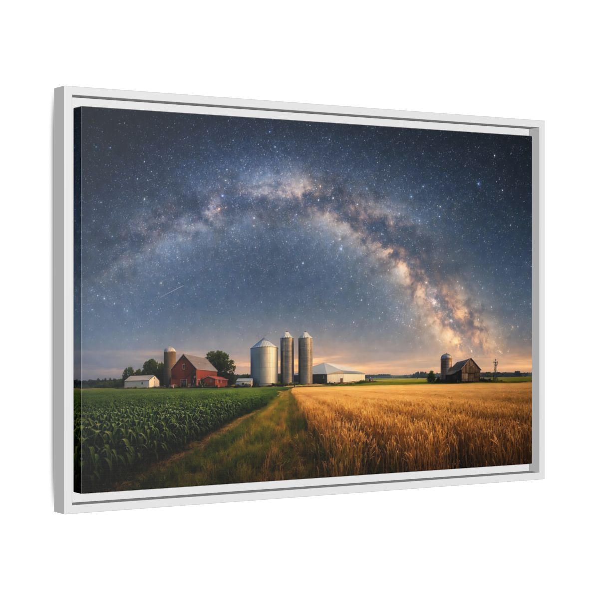 Side Mockup 10. Nature Farm Landscape Milky Way Farm shown as stretched canvas wall art
