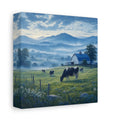 Side Mockup 2. Nature Farm Landscape Misty Farm shown as stretched canvas wall art