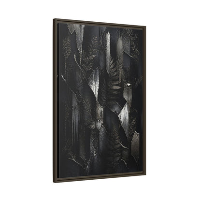 Main Mockup. Nature Ferns Black And Grey Ferns shown as stretched canvas wall art