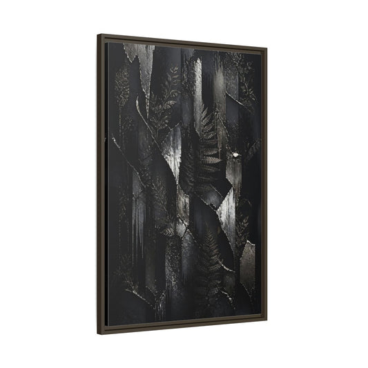 Main Mockup. Nature Ferns Black And Grey Ferns shown as stretched canvas wall art