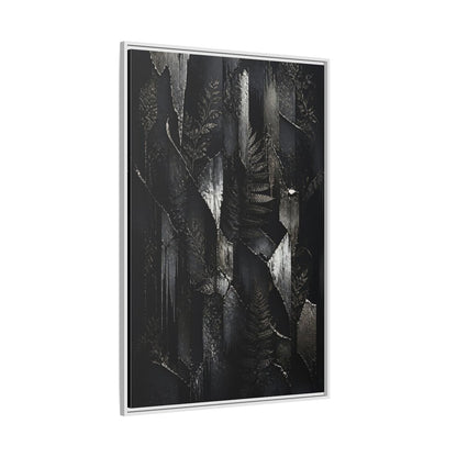 Side Mockup 7. Nature Ferns Black And Grey Ferns shown as stretched canvas wall art