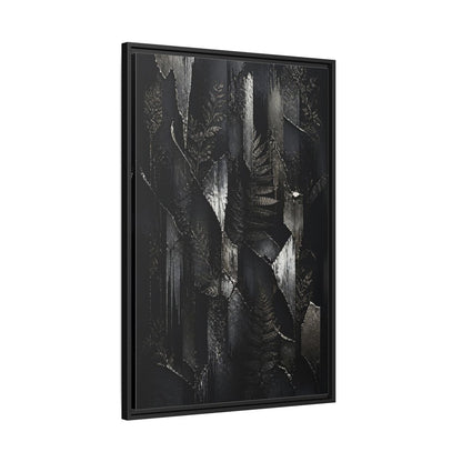 Side Mockup 13. Nature Ferns Black And Grey Ferns shown as stretched canvas wall art