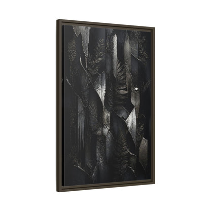 Side Mockup 11. Nature Ferns Black And Grey Ferns shown as stretched canvas wall art
