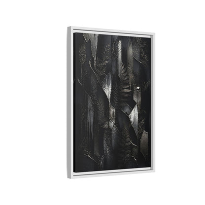 Side Mockup 1. Nature Ferns Black And Grey Ferns shown as stretched canvas wall art