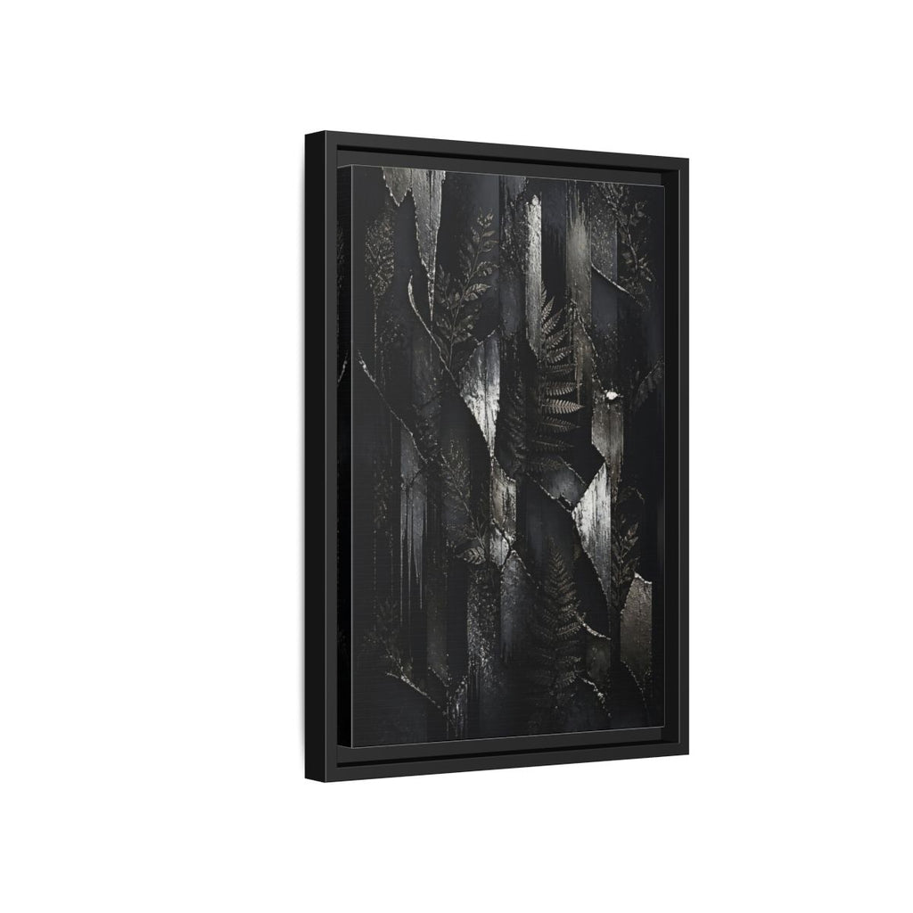 Side Mockup 6. Nature Ferns Black And Grey Ferns shown as stretched canvas wall art