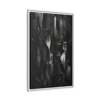Side Mockup 10. Nature Ferns Black And Grey Ferns shown as stretched canvas wall art