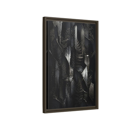 Side Mockup 2. Nature Ferns Black And Grey Ferns shown as stretched canvas wall art