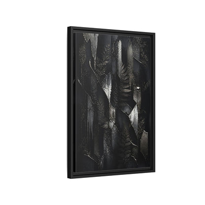 Side Mockup 3. Nature Ferns Black And Grey Ferns shown as stretched canvas wall art