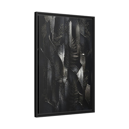 Side Mockup 14. Nature Ferns Black And Grey Ferns shown as stretched canvas wall art