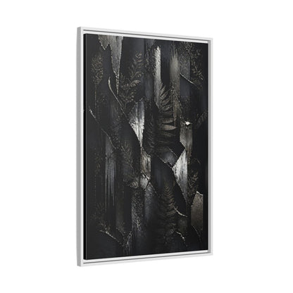 Side Mockup 9. Nature Ferns Black And Grey Ferns shown as stretched canvas wall art