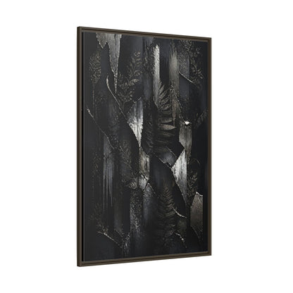 Side Mockup 8. Nature Ferns Black And Grey Ferns shown as stretched canvas wall art