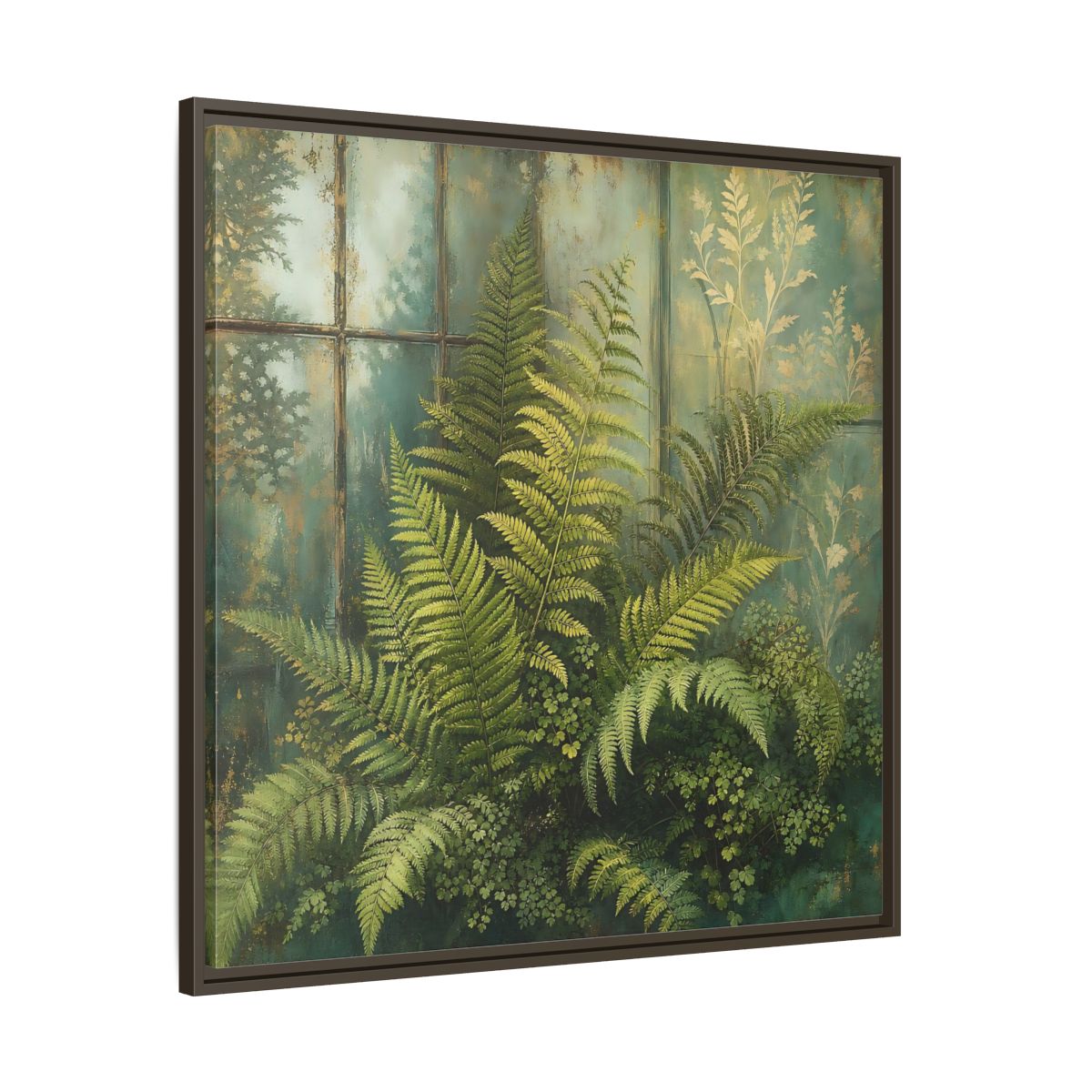 Main Mockup. Nature Ferns Green Ferns shown as stretched canvas wall art