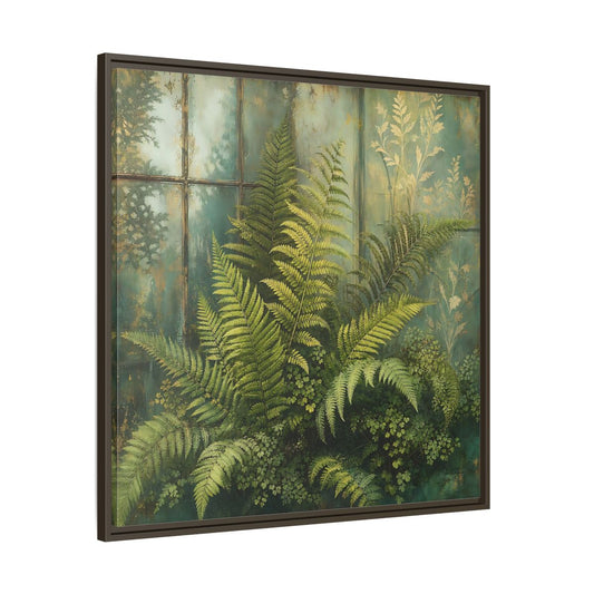 Main Mockup. Nature Ferns Green Ferns shown as stretched canvas wall art