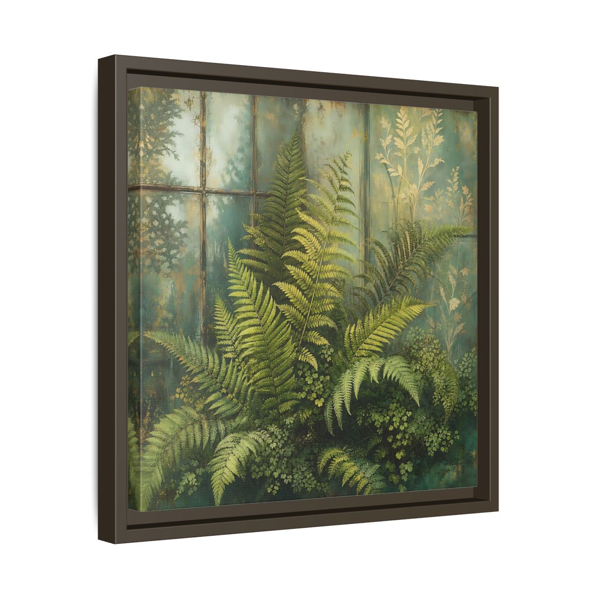 Side Mockup 29. Nature Ferns Green Ferns shown as stretched canvas wall art