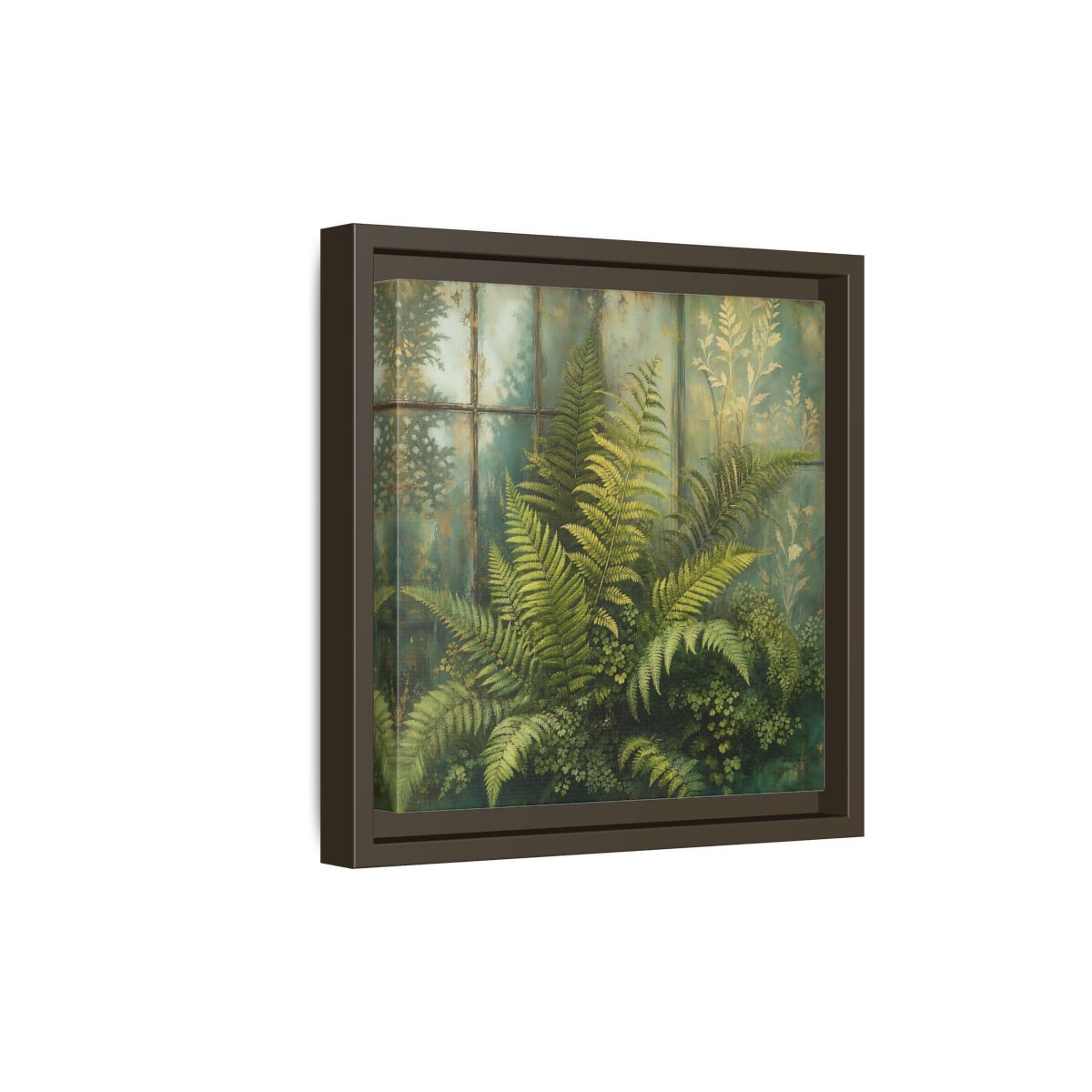 Side Mockup 20. Nature Ferns Green Ferns shown as stretched canvas wall art