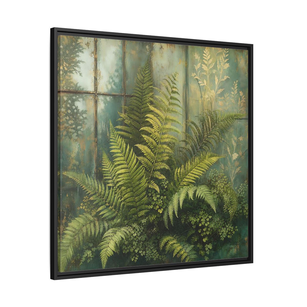 Side Mockup 30. Nature Ferns Green Ferns shown as stretched canvas wall art