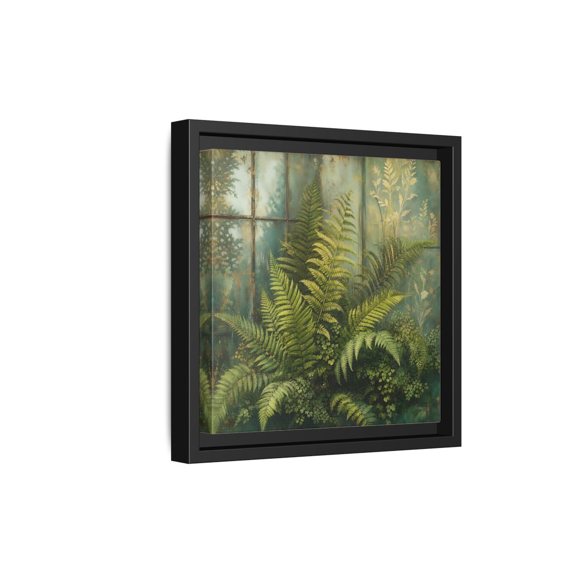 Side Mockup 21. Nature Ferns Green Ferns shown as stretched canvas wall art