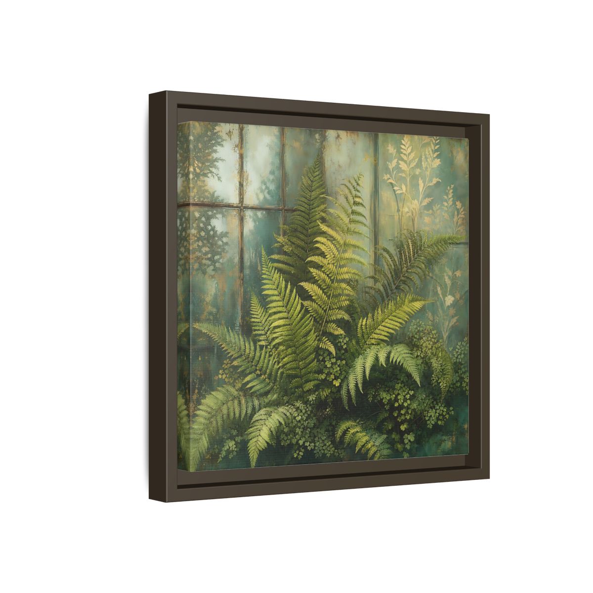 Side Mockup 17. Nature Ferns Green Ferns shown as stretched canvas wall art