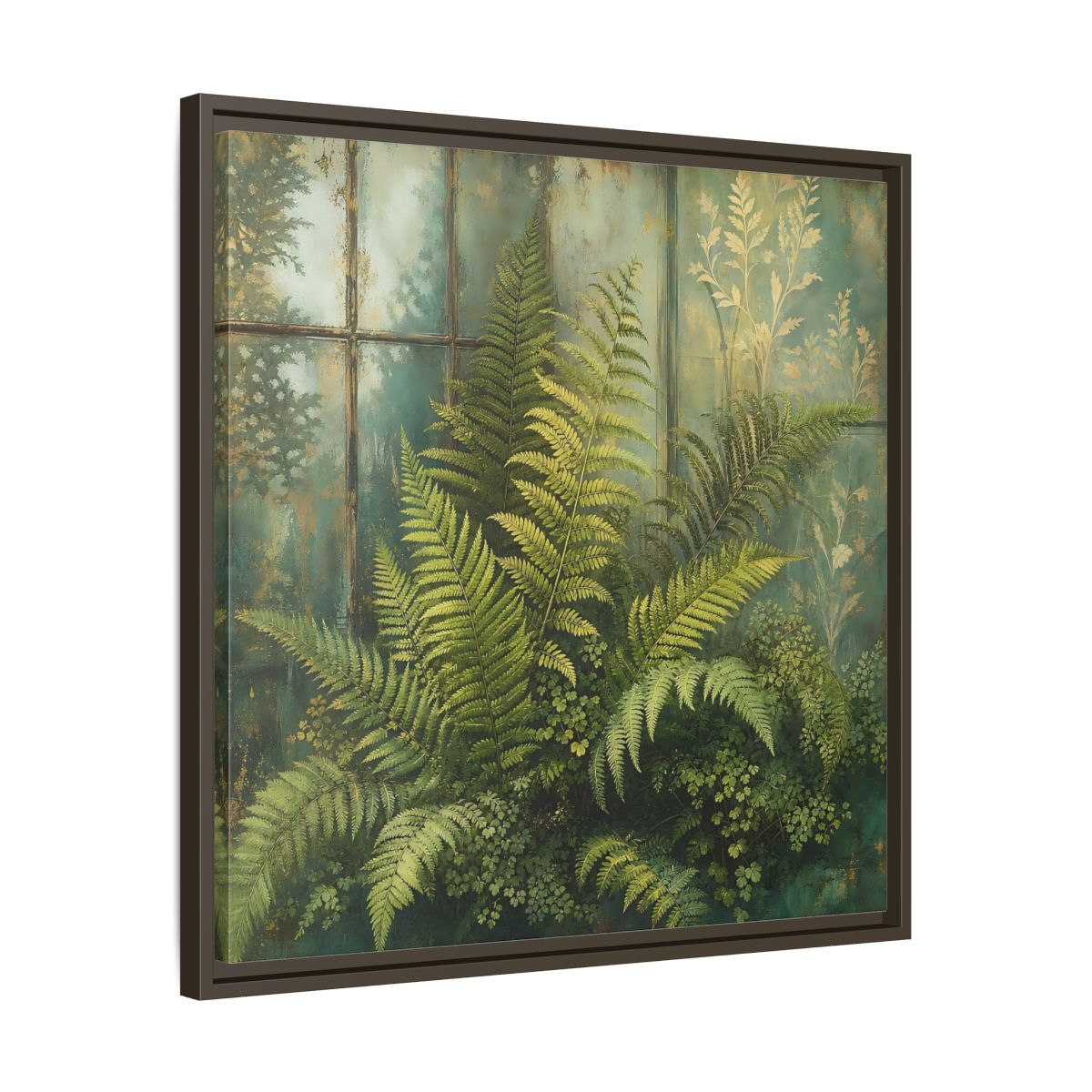 Side Mockup 27. Nature Ferns Green Ferns shown as stretched canvas wall art