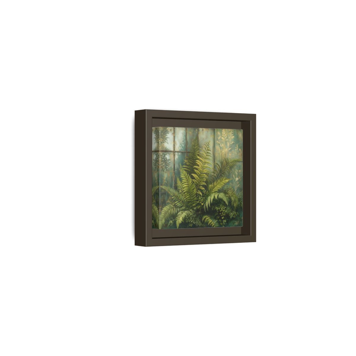 Side Mockup 23. Nature Ferns Green Ferns shown as stretched canvas wall art
