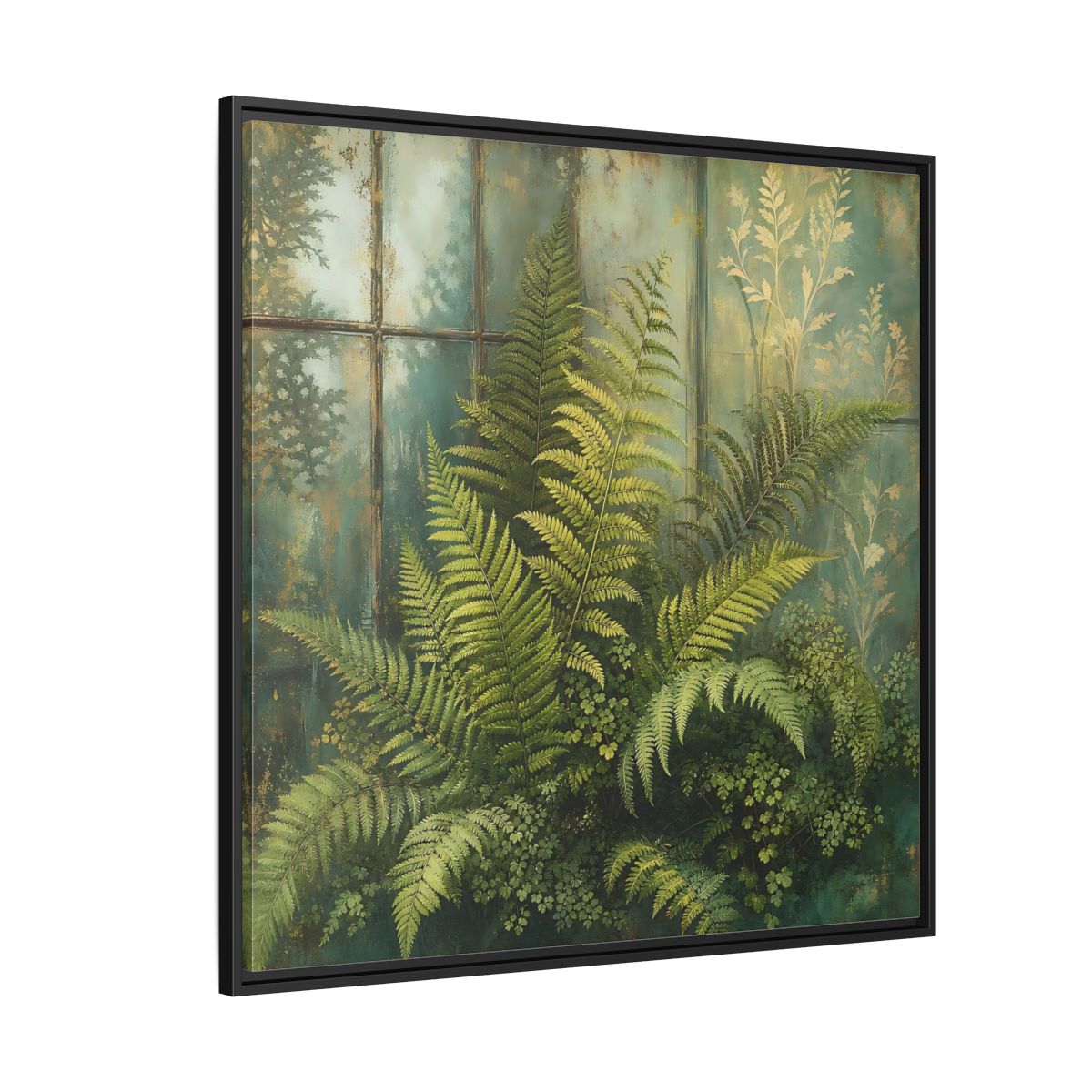 Side Mockup 6. Nature Ferns Green Ferns shown as stretched canvas wall art