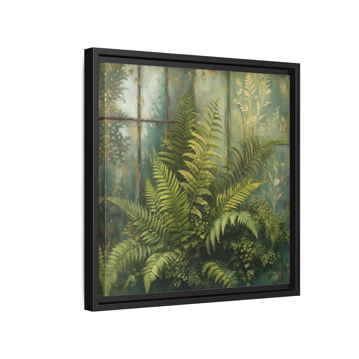 Side Mockup 15. Nature Ferns Green Ferns shown as stretched canvas wall art