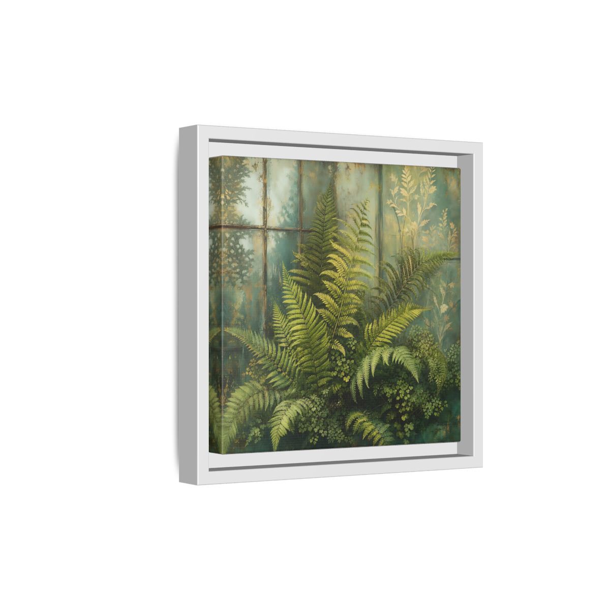Side Mockup 19. Nature Ferns Green Ferns shown as stretched canvas wall art