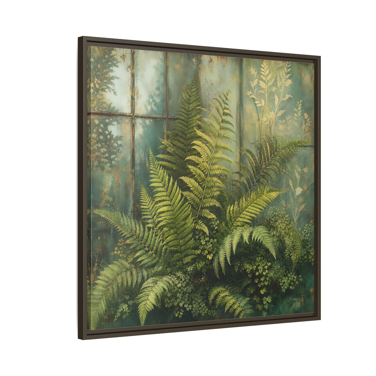 Side Mockup 8. Nature Ferns Green Ferns shown as stretched canvas wall art