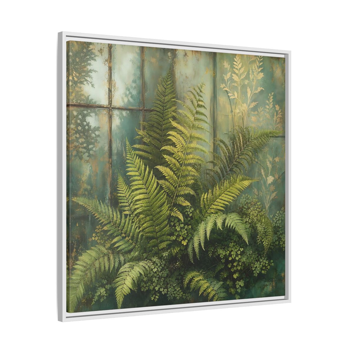 Side Mockup 25. Nature Ferns Green Ferns shown as stretched canvas wall art