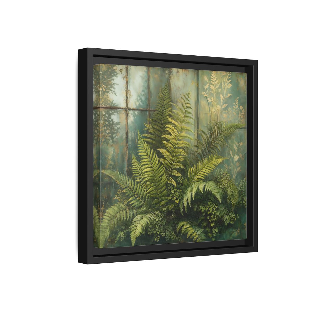 Side Mockup 18. Nature Ferns Green Ferns shown as stretched canvas wall art