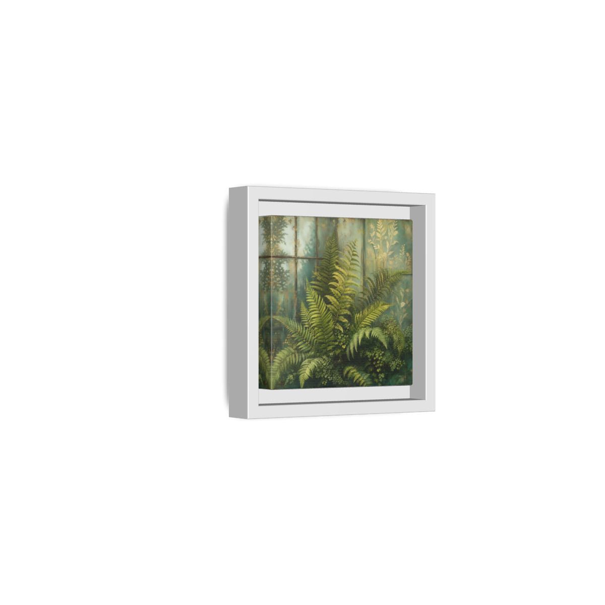 Side Mockup 22. Nature Ferns Green Ferns shown as stretched canvas wall art