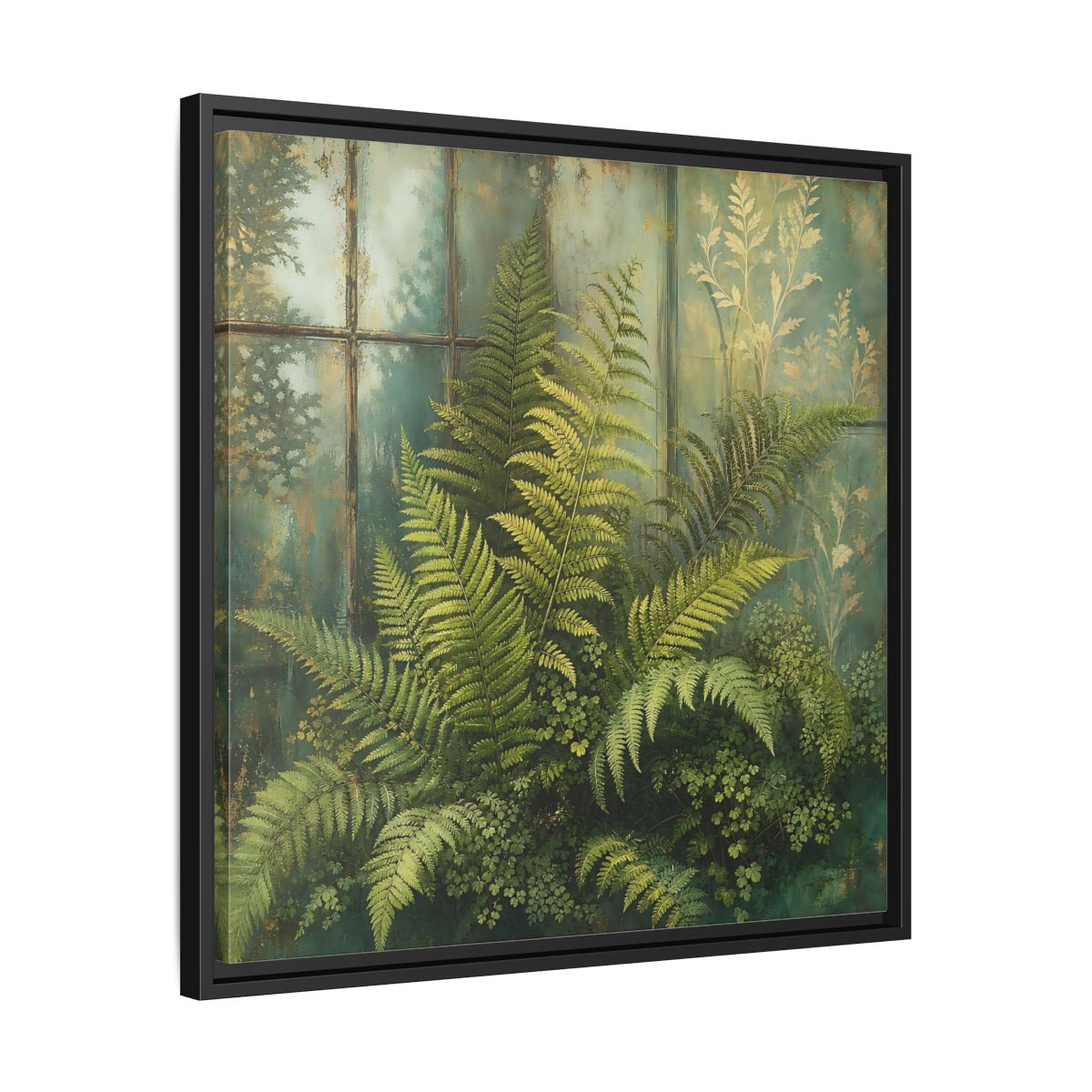 Side Mockup 31. Nature Ferns Green Ferns shown as stretched canvas wall art