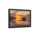 Side Mockup 6. Nature Fishing Boat Orange Sunset Boat shown as stretched canvas wall art