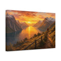 Side Mockup 4. Nature Fjord Sunset Golden Sunset shown as stretched canvas wall art