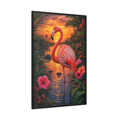 Side Mockup 12. Nature Flamingo Pink Flamingo Sunset shown as stretched canvas wall art
