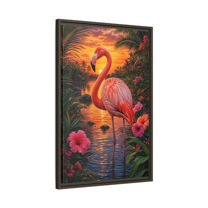 Side Mockup 11. Nature Flamingo Pink Flamingo Sunset shown as stretched canvas wall art