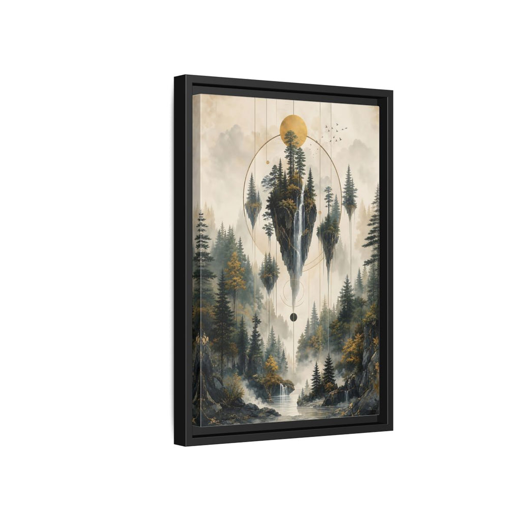 Side Mockup 6. Nature Floating Islands Golden Forest Landscape shown as stretched canvas wall art