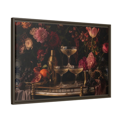Side Mockup 11. Nature Floral Arrangement Dark Floral Still Life shown as stretched canvas wall art