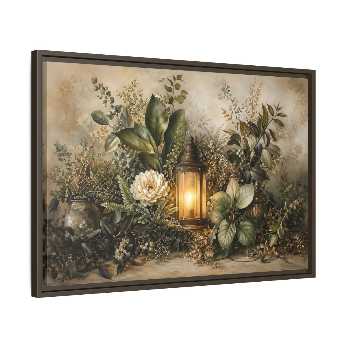 Side Mockup 11. Nature Floral Lantern Greenery Lantern shown as stretched canvas wall art